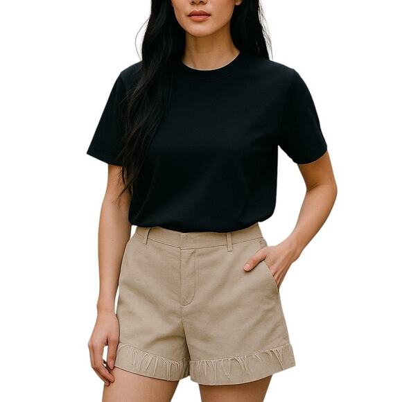 & Other Stories Textured Linen Raw Hem Khaki Shorts - Picture 1 of 11